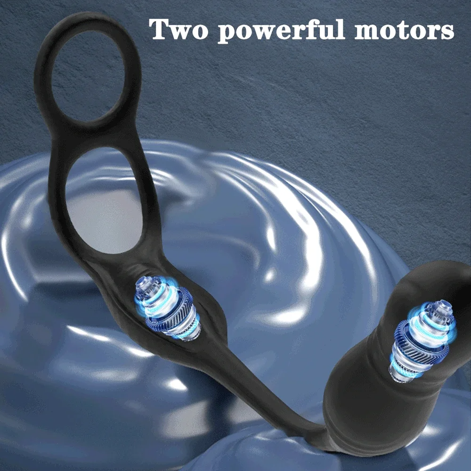 All In One Cock RIng + G Spot Sensation Blue Tooth Anal Plug