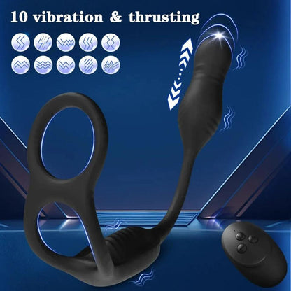 All In One Cock RIng + G Spot Sensation Blue Tooth Anal Plug