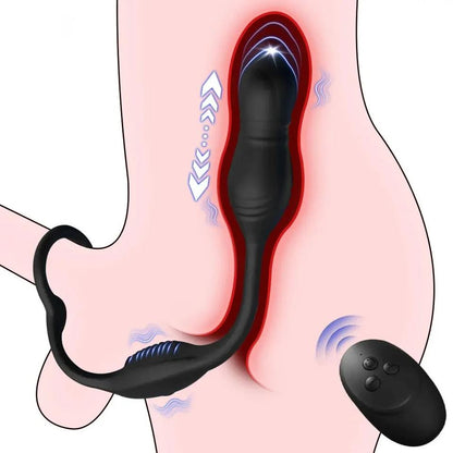 All In One Cock RIng + G Spot Sensation Blue Tooth Anal Plug